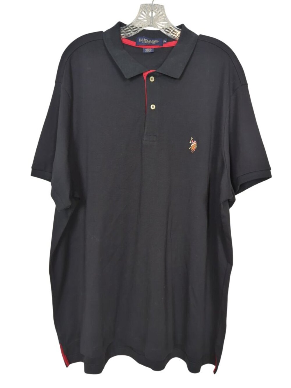 U.S. Polo Assn Polo Shirt Men 2XL Black Luxury Feel Cotton Red Logo XXL